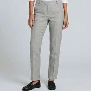 Banana Republic Linen Grey Stripe Martin Fit Trouser pant chic coastal Old Money